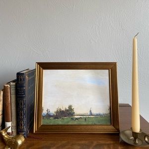 Vintage Style Gold Framed Meadow Landscape Print